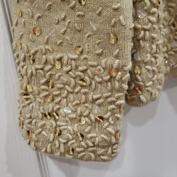 Stunning! Liz Claiborne Sweater Jacket, beaded and sequins on sleeve/bottom - Picture 3 of 8